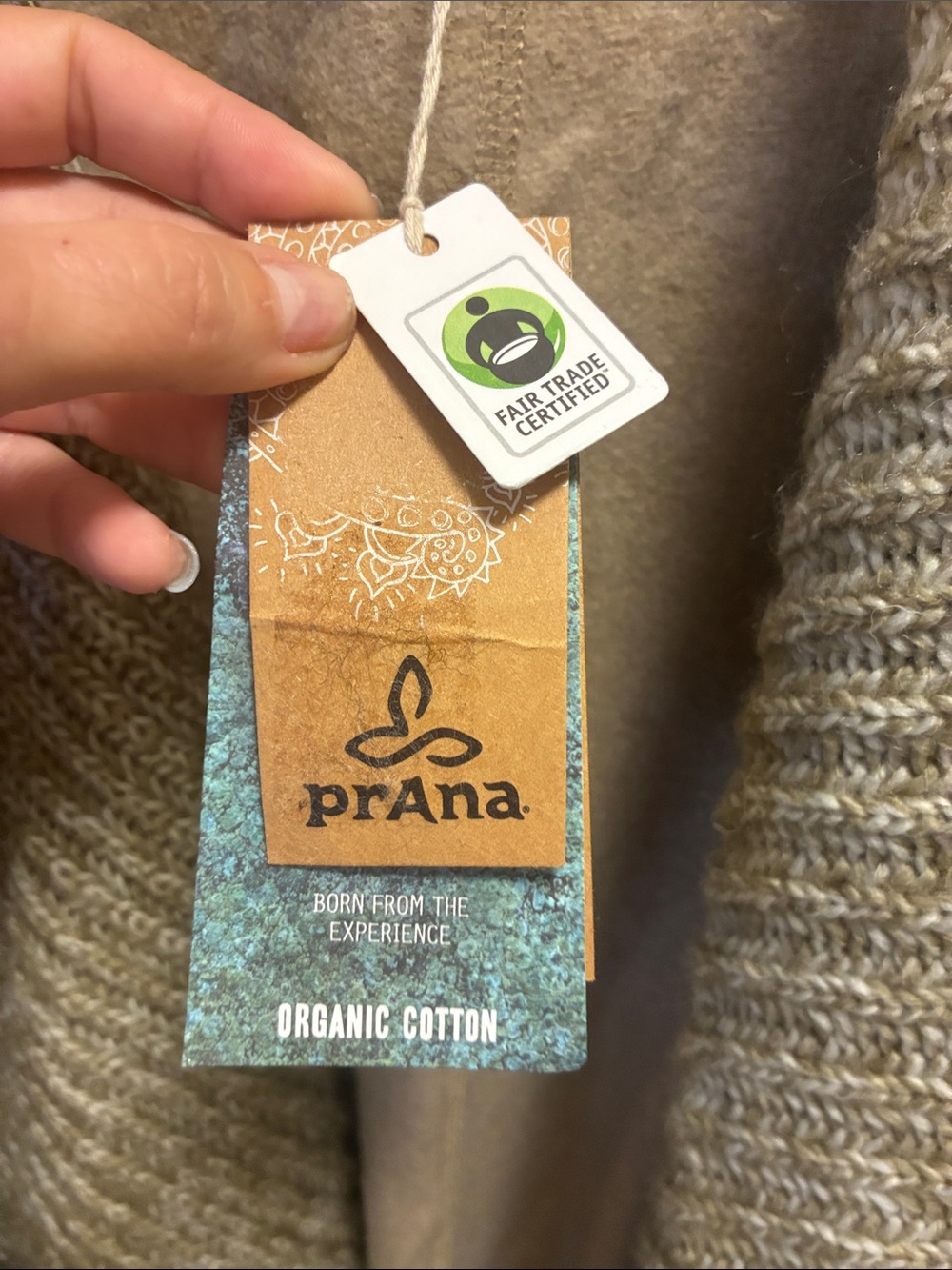 Prana Dark Khaki organic cotton and wool blend demure cardigan NWT - Picture 13 of 15